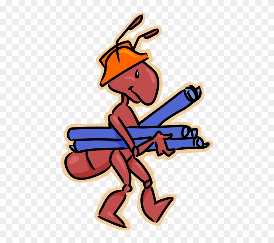Vector Illustration Of Construction Worker Ant Insect Clipart