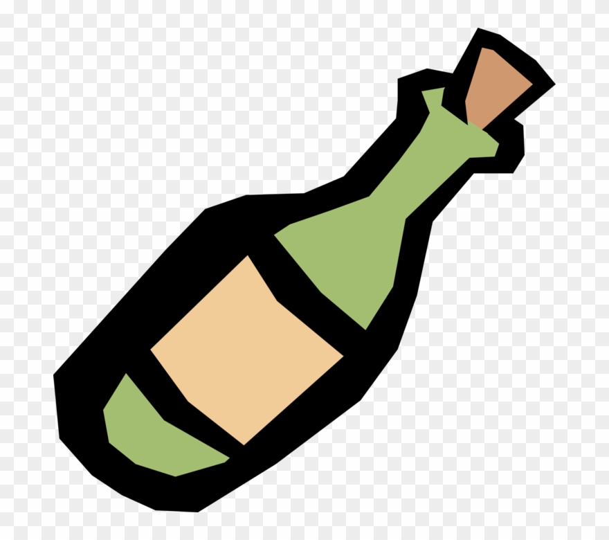 Vector Illustration Of Bottle Of Wine Alcohol Beverage Clipart