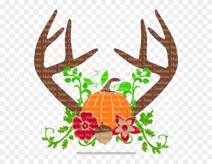 Fall Antlers With Pumpkin Clipart