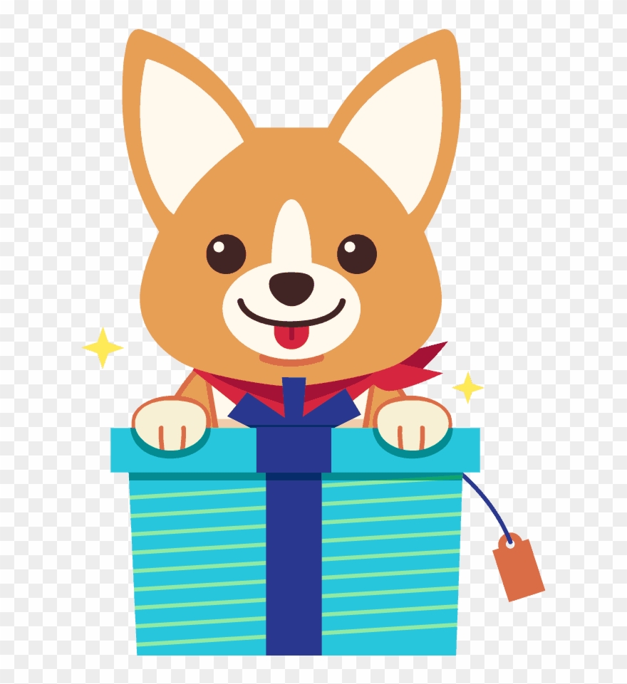 Corgi With A Gift Clipart