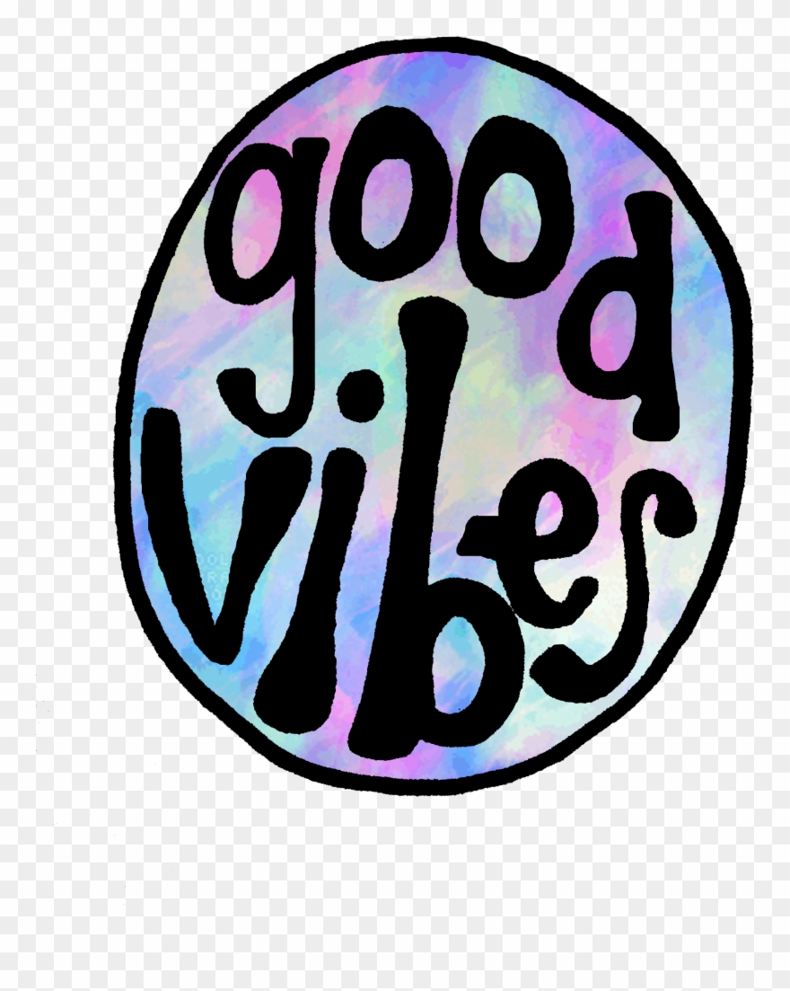 Groovy Good Vibes Watercolor Circle Clipart