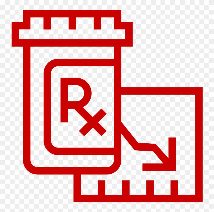 Icon Of Pill Bottle With Declining Chart Clipart