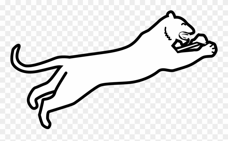 Roaring Black Panther Clip Art Black And White - Png Download