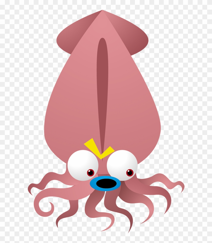 卡通瞪大眼的鱿鱼 Clipart