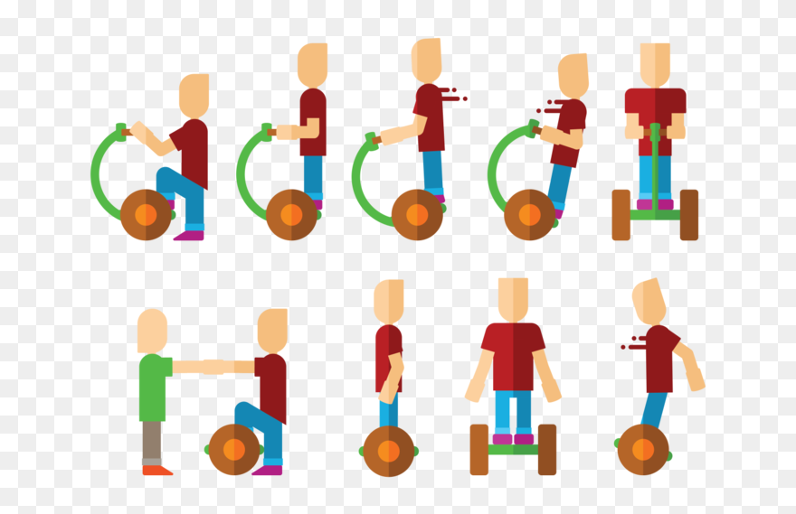 Playing Segway Vector Clipart