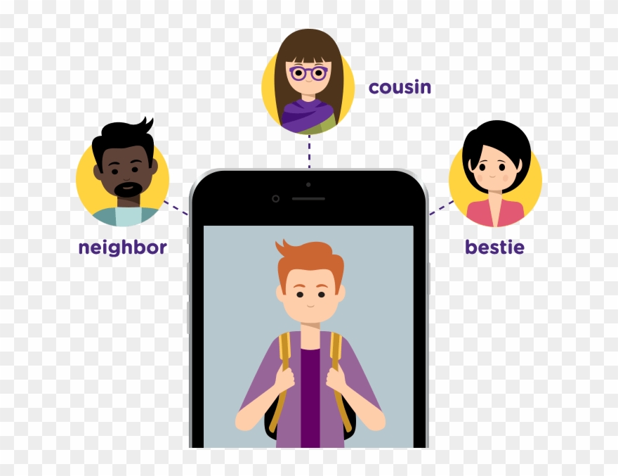 Phone With A Young Person With A Backpack Image Clipart