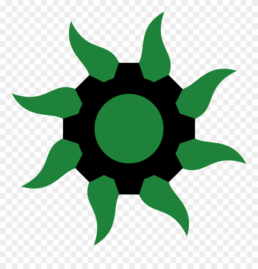 An Eighttoothed Black Gear Symbol, With A Large Green Clipart