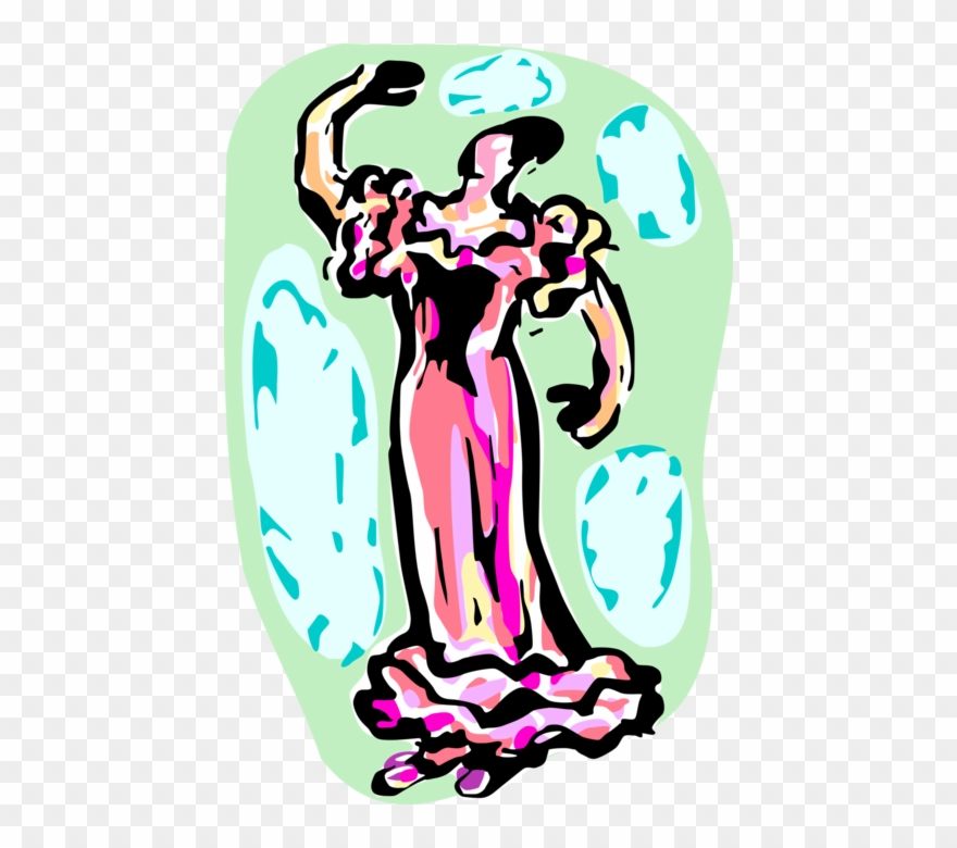 Vector Illustration Of Spanish Flamenco Dancer Dancing Clipart