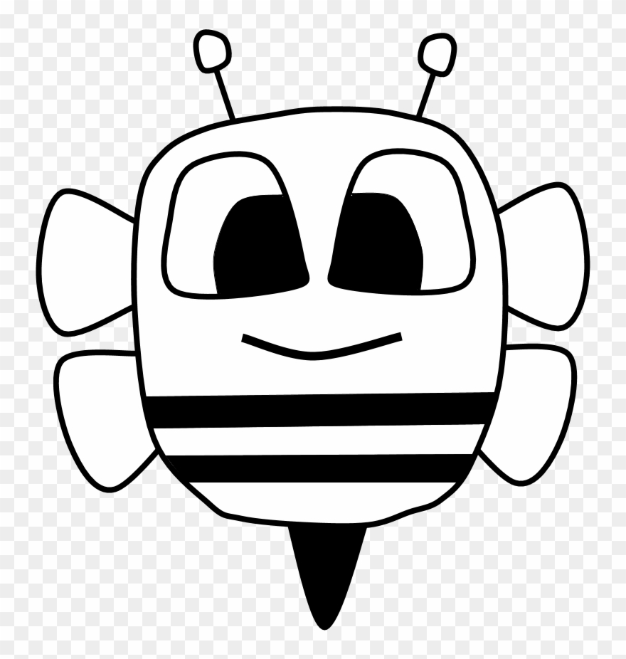 Bee, Big Eyes, Black And White, Cartoon Animal, Png Clipart