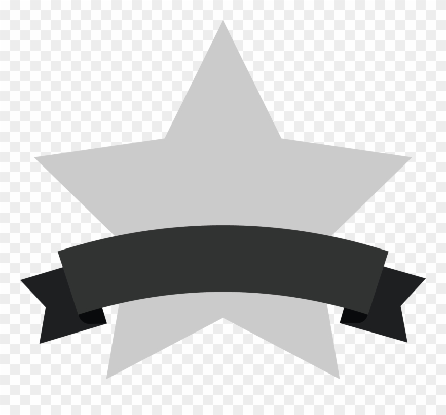 Gray Star Badge With Black Ribbon Clipart