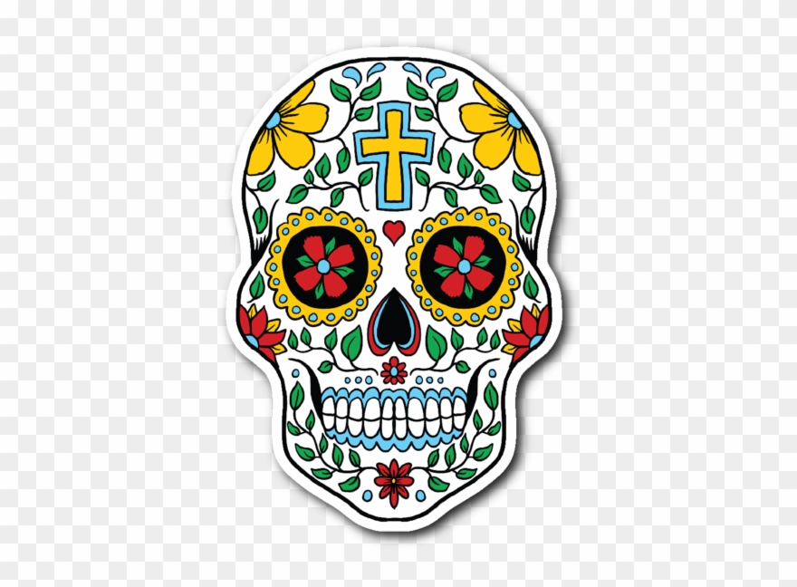 Sugar Skull 3" X 4" Die Cut Vinyl Sticker Clipart