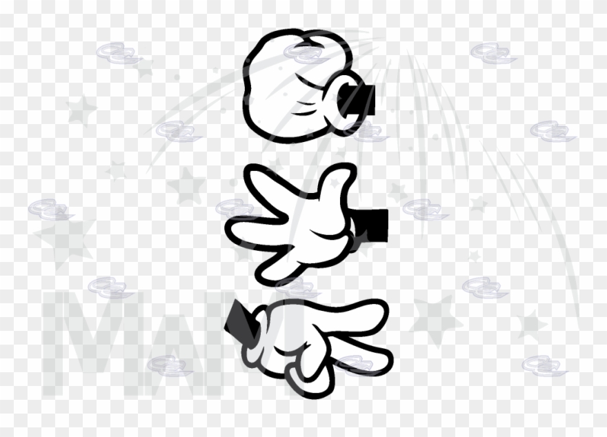 Mickey Mouse Hand Clipart Black And White Download - Png Download