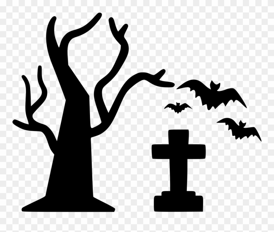 Tree Graveyard Bats Flying Clipart