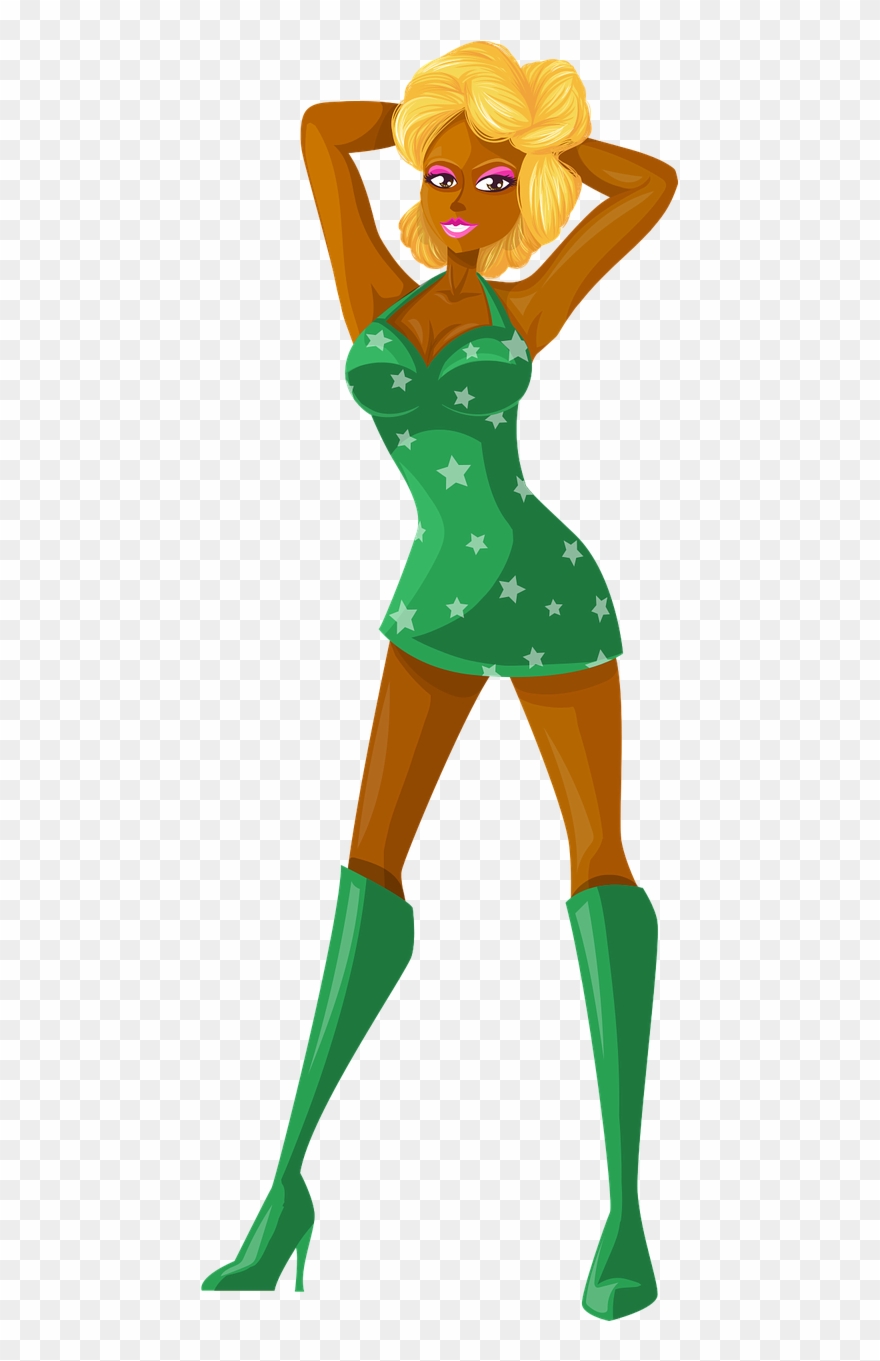 Blonde Comic Characters Dress Clipart