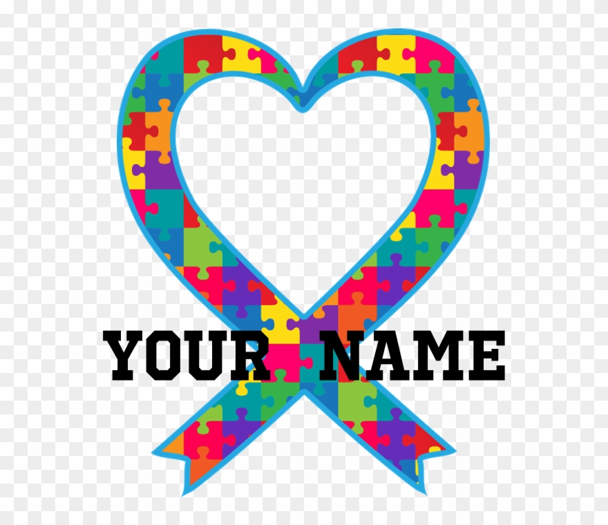 Autism Ribbon Heart Personalized Tote Bag Clipart