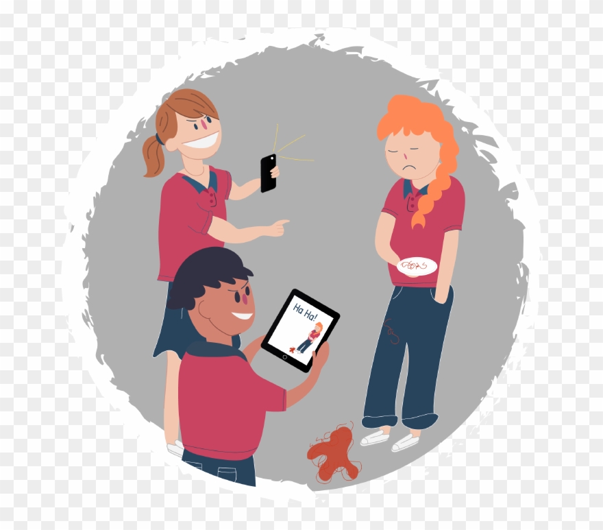 Girl Being Bullied By Classmates Using Their Phones Clipart