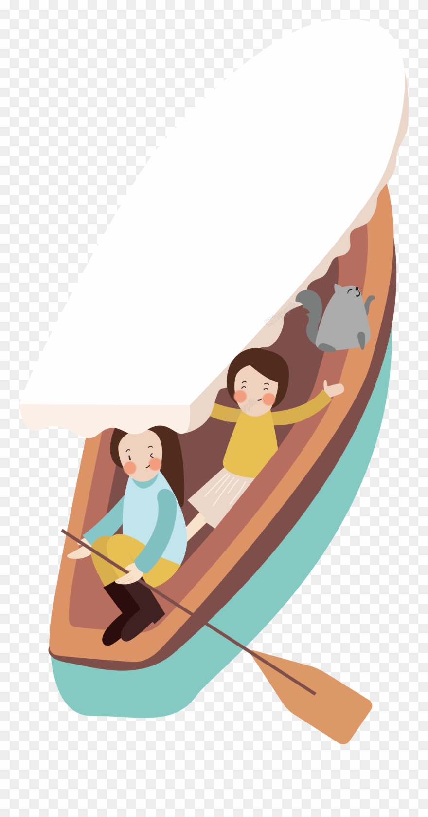 Royalty Free Library Cartoon Girl Rowing Decoration Clipart