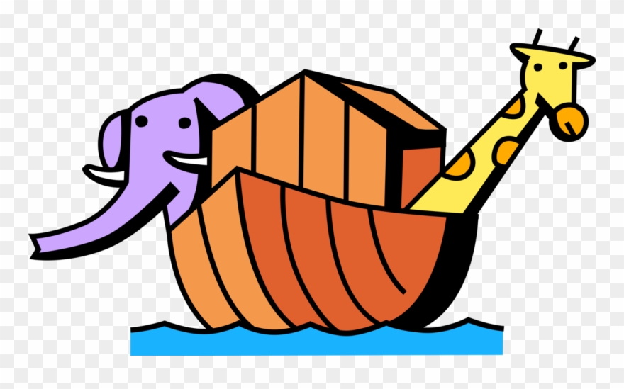 Noah's Ark Biblical Story With Animals - Clip Art - Png Download