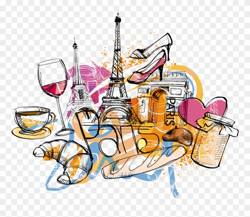 Eiffel Tower Architecture Cartoon Illustration Theme Clipart