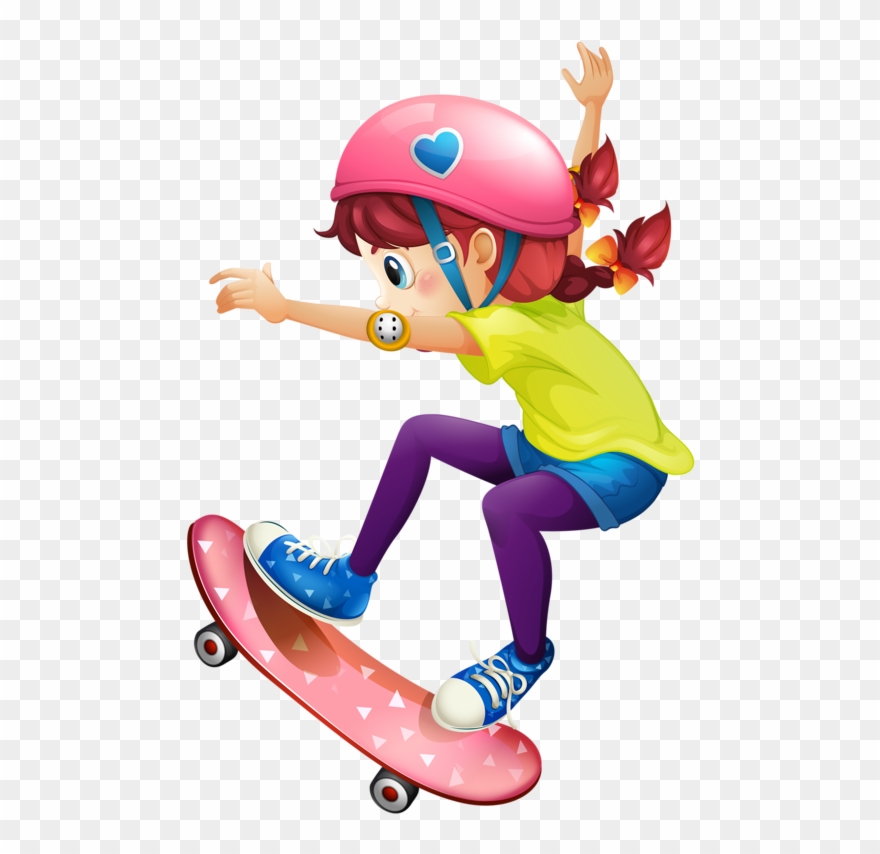 Girl On Skateboard - Girl Skateboard Clipart - Png Download