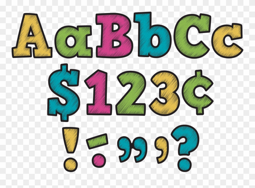 Chalkboard Brights Bold Block 4 Letters Combo Pack - Teacher Created Resources Chalkboard Brights Clipart