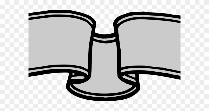 Victorian Clipart Scroll - Ribbon Banner Clip Art Black And White - Png Download