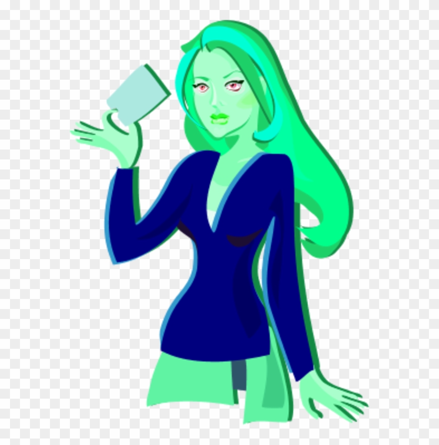 Woman Holding A Card - Clip Art - Png Download