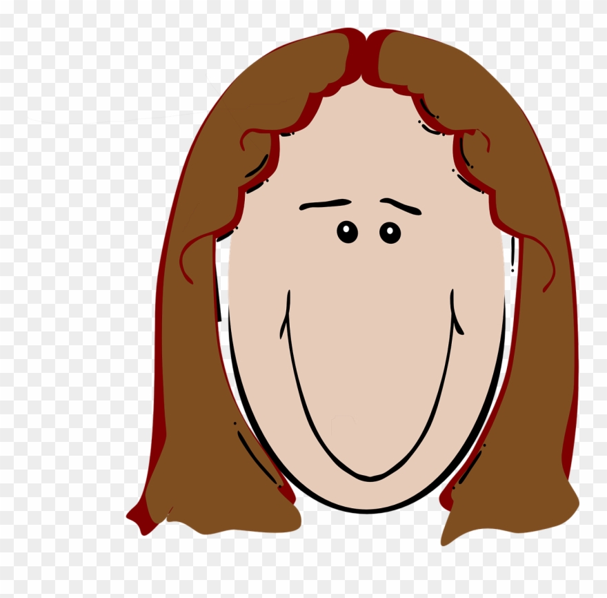 Brown Woman Hair Picture Clipart - Cartoon Clip Woman Face With Brown Hair - Png Download