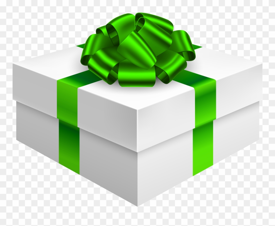 Gift Box With Bow In Green Png Clipart - Green Gift Box Png Transparent Png