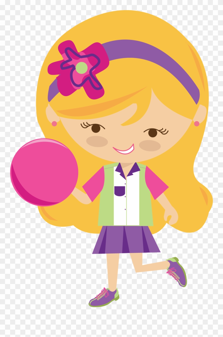 Little Girl Clipart Bowling Pencil And In Color Little - Kids At Ten Pin Bowling Cartoon Png Transparent Png
