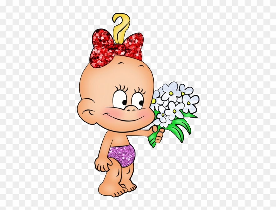 Cute Baby With Flowers Cartoon Clip Art Images Are - Clip Art - Png Download