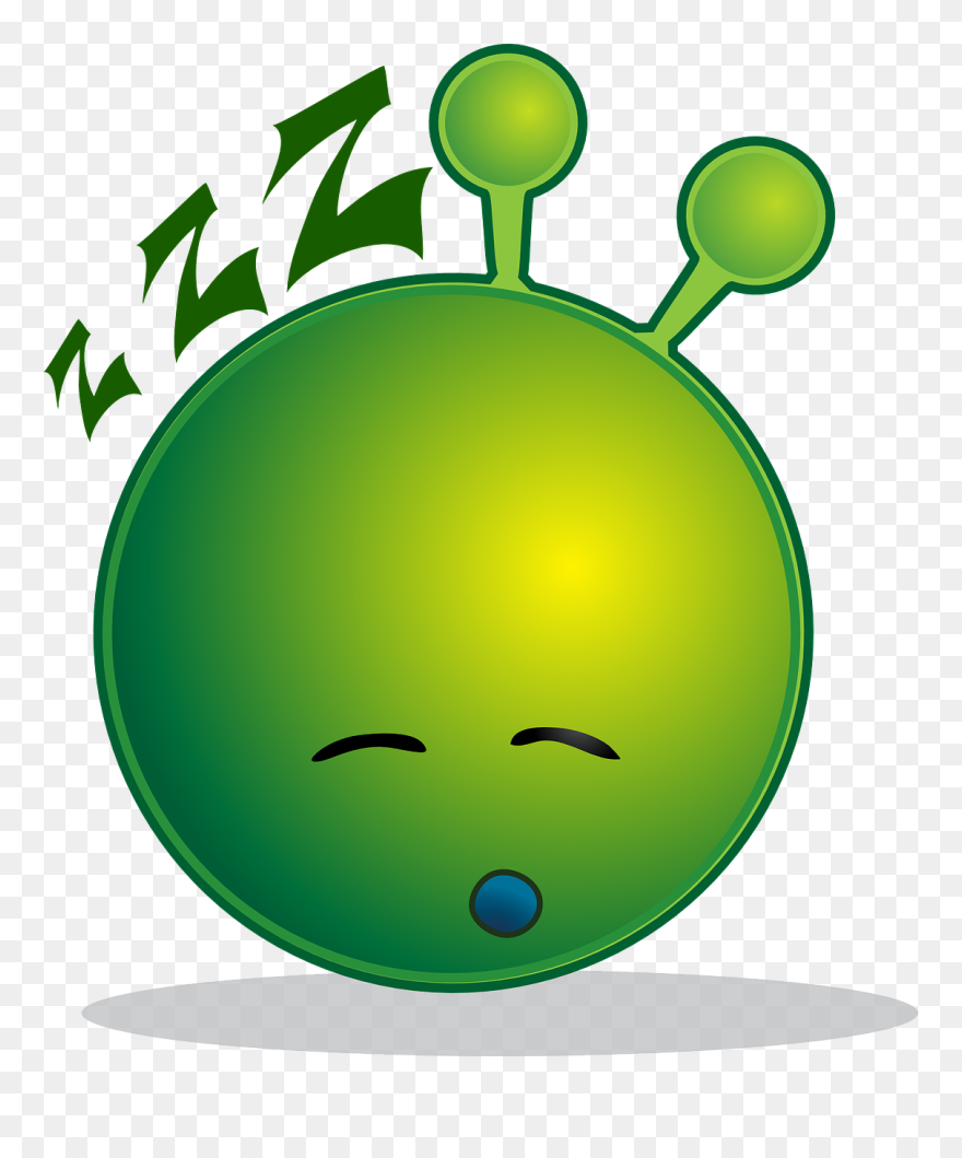 Free Vector Smiley Green Alien Sleepy Clip Art - Smiley Alien - Png Download