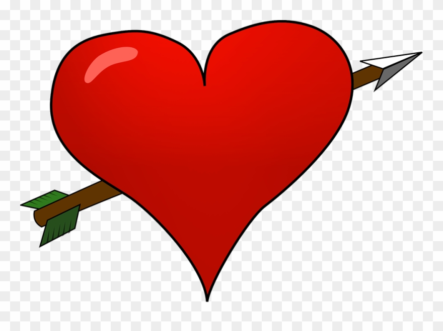 Arrow Clipart Valentines - Valentines Heart With Arrow - Png Download