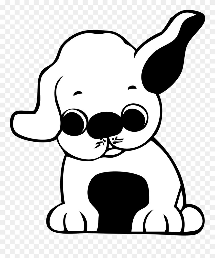 Puppy Clipart Black And White - Png Download