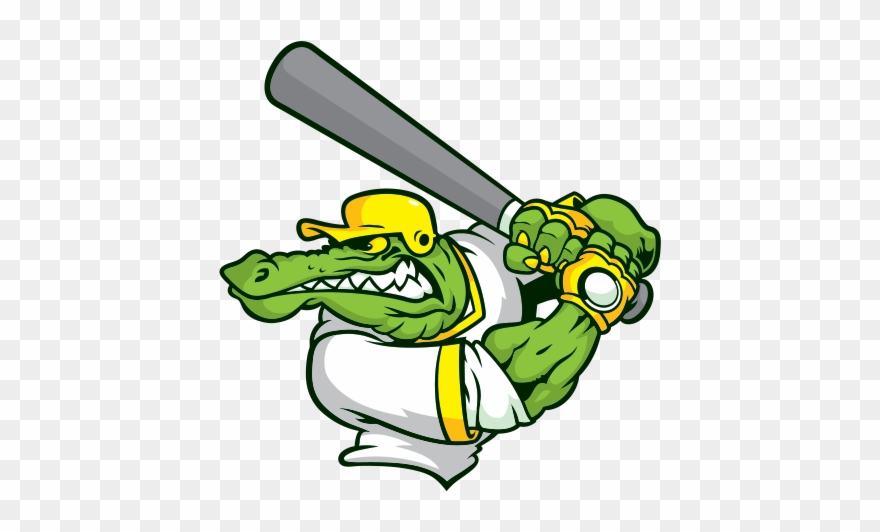 Printed Vinyl Gator Baseball Player - Gator Baseball Cartoon Clipart