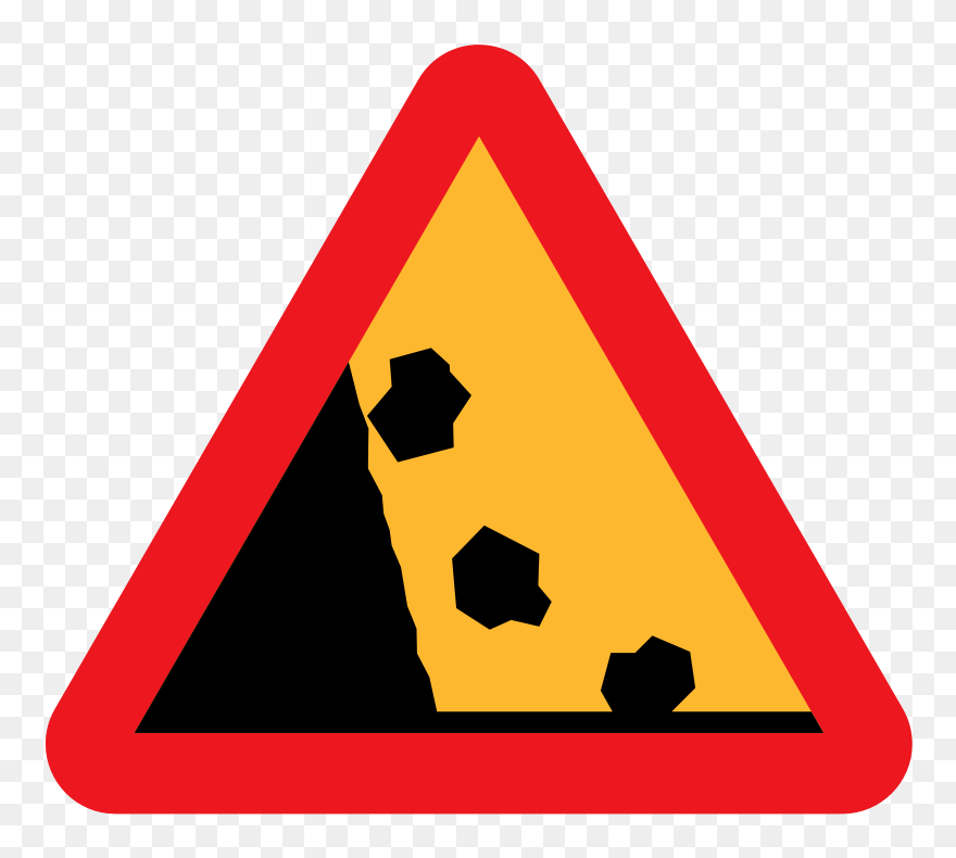 Free Vector Falling Rocks Road Sign Clip Art - Falling Rocks Sign Png Transparent Png