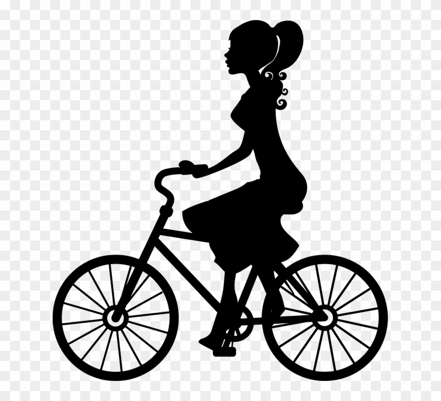 Clip Art Royalty Free Stock Free Image On Pixabay - Woman On Bike Silhouette - Png Download