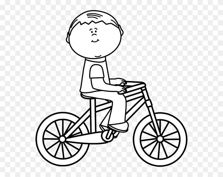 Riding Bicycle Clipart Black And White 7 Nice Clip - Ride A Bike Coloring Pages - Png Download