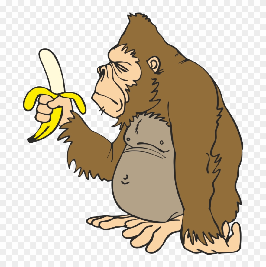 Svg Transparent Clipart Ape - Gorilla With Banana - Png Download