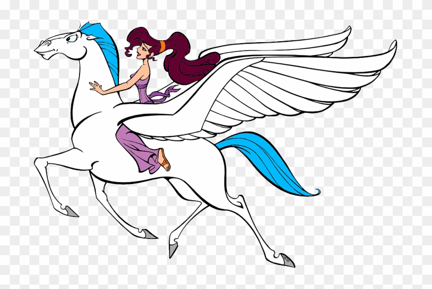 New Meg Riding Pegasus Clipart