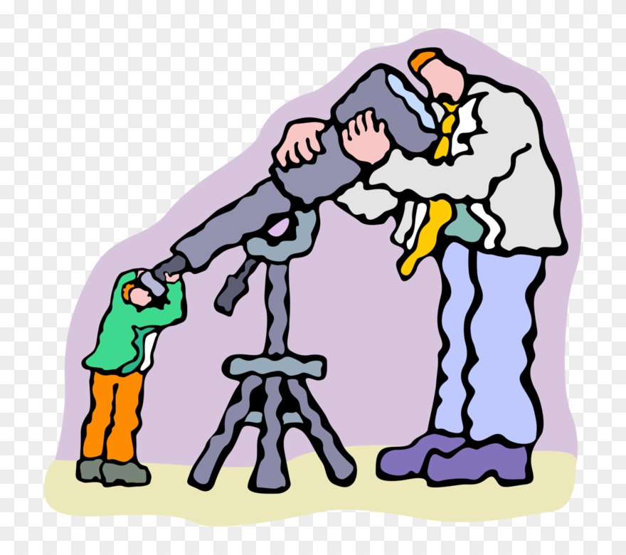 Vector Illustration Of Looking Through Telescope At Clipart