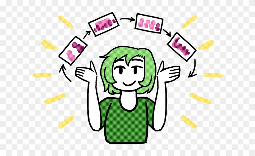 A Drawn Image Of A Person Holding Up Timeline Cards, Clipart
