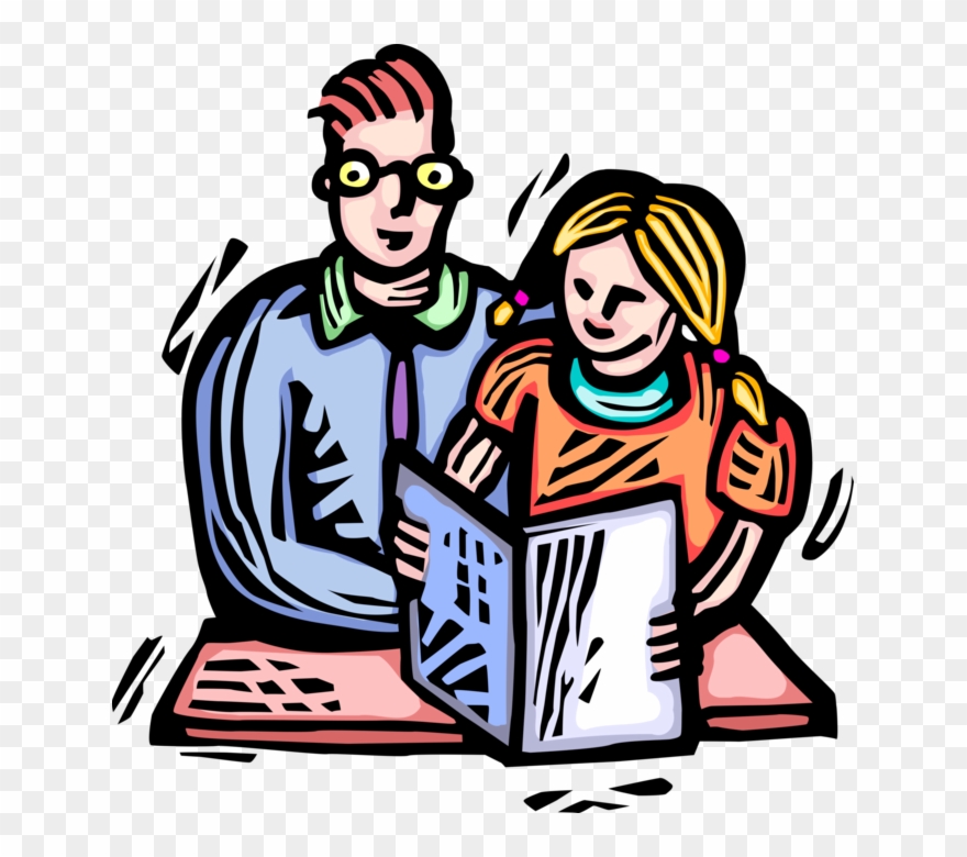 Vector Illustration Of Father Reads Reading Storybook Clipart