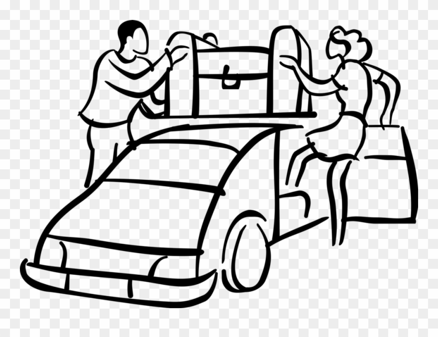 Vector Illustration Of Family Vacation Travel In Automobile Clipart