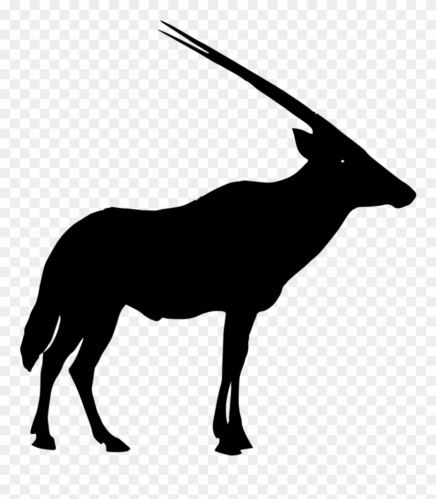 0131 Antelope Silhouettesa Free Vintage Clip Art - Png Download