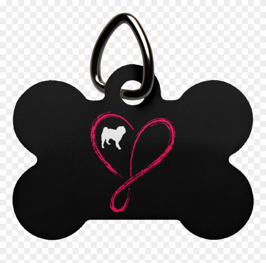 Heart Infinity Pug Dog Bone Pet Tag Clipart