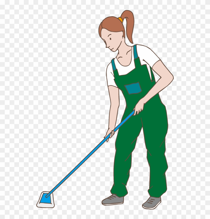 A Lady Cleans With A Mop Clipart
