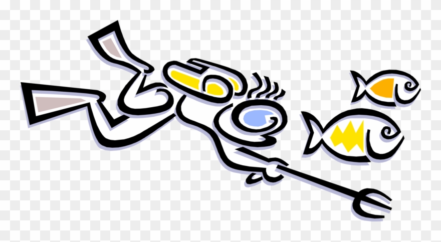Vector Illustration Of Underwater Scuba Diver With Clipart