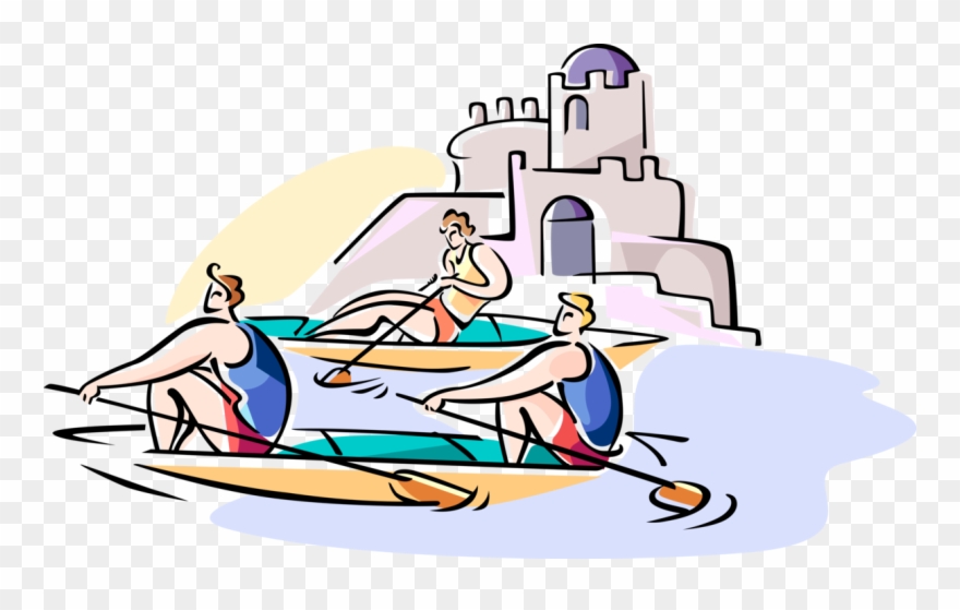 Vector Illustration Of Scullers Row Sculls In Competitive Clipart