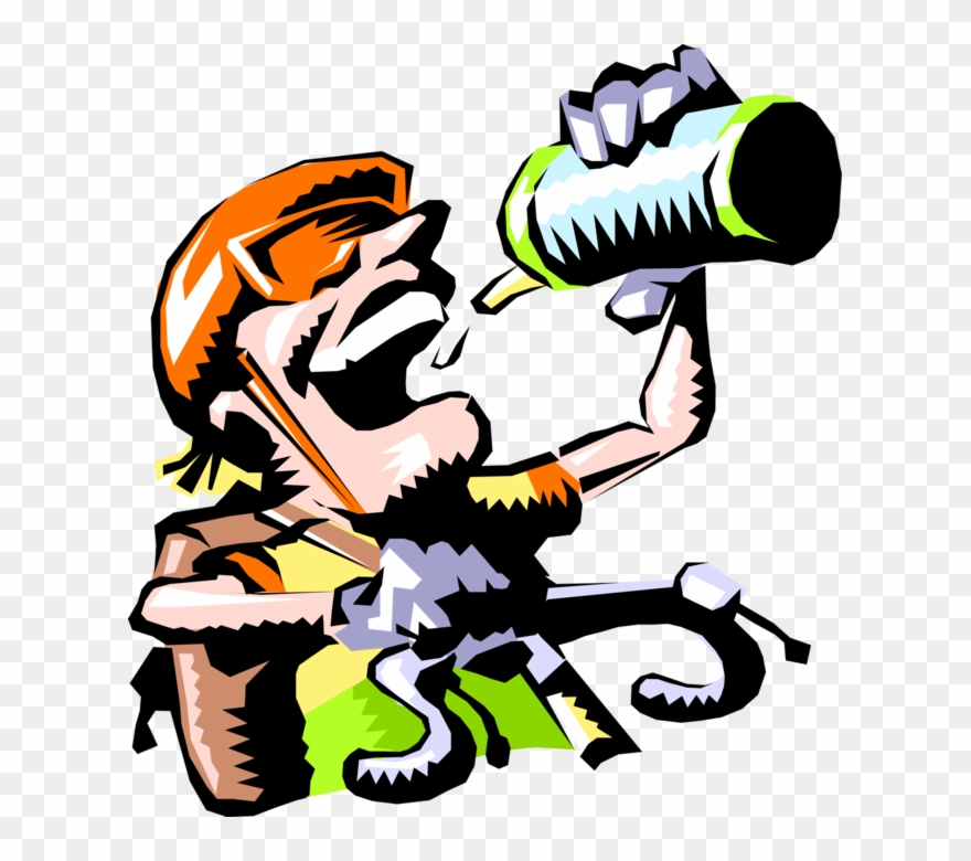 Vector Illustration Of Mountain Bike Bicycle Rider Clipart